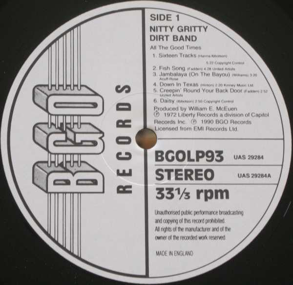 Nitty Gritty Dirt Band - All The Good Times (Vinyl, LP, Album, Reissue) Very Good Plus (VG+) / Very Good Plus (VG+)