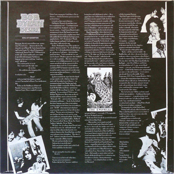 Bob Dylan - Desire = 欲望 (Vinyl, LP, Album, Stereo)