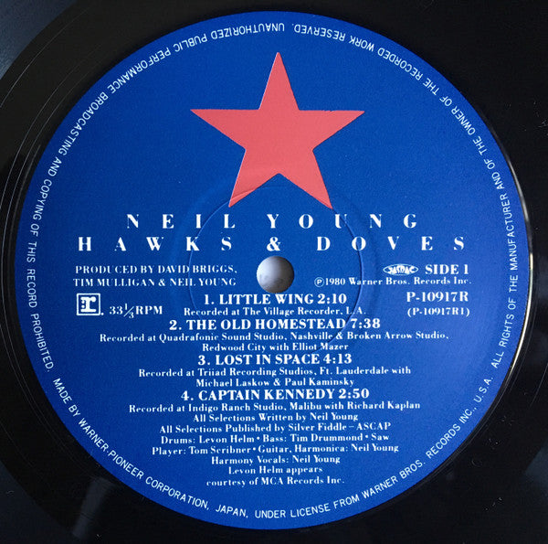 Neil Young - Hawks & Doves = タカ派とハト派 (Vinyl, LP, Album) Very Good Plus (VG+) / Very Good (VG)