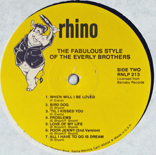 Everly Brothers - The Fabulous Style Of The Everly Brothers (Vinyl, LP, Compilation, Reissue) Very Good (VG) / Good Plus (G+)
