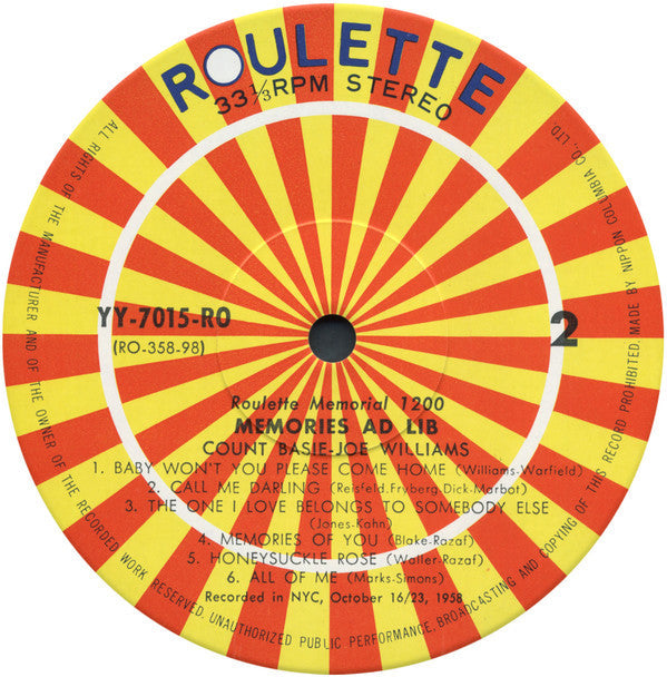 Joe Williams - Memories Ad-Lib (Vinyl, LP, Album, Limited Edition, ...