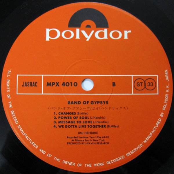 Jimi Hendrix - Band Of Gypsys (Vinyl, LP, Album, Reissue, Stereo) Very Good Plus (VG+) / Good Plus (G+)