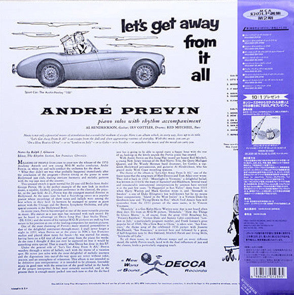 André Previn - Let's Get Away From It All (Vinyl, LP, Limited Edition, Reissue, Mono) Very Good (VG) / Very Good Plus (VG+)