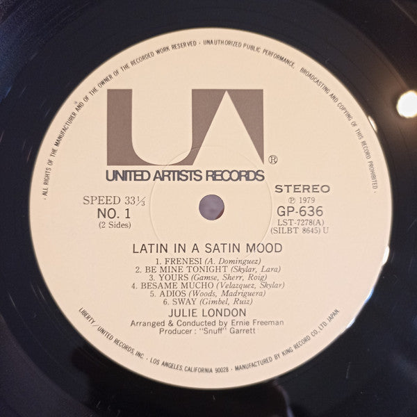 Julie London - Julie London Sings Latin In A Satin Mood (Vinyl, LP, Album, Stereo, Reissue) Near Mint (NM or M-) / Very Good Plus (VG+)