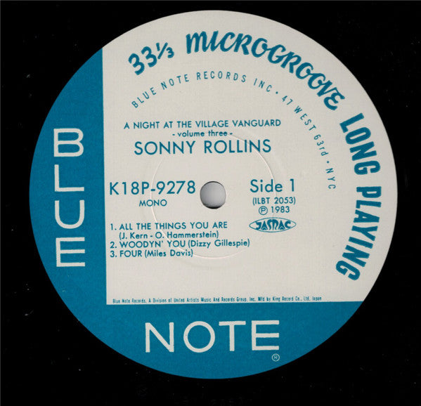 Sonny Rollins - A Night At The "Village Vanguard" Volume 3 (Vinyl, LP, Album, Mono) Near Mint (NM or M-) / Very Good Plus (VG+)