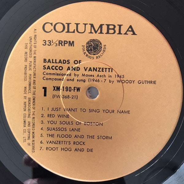 Woody Guthrie - Ballads Of Sacco & Vanzetti (Vinyl, LP) Very Good Plus (VG+) / Very Good Plus (VG+)