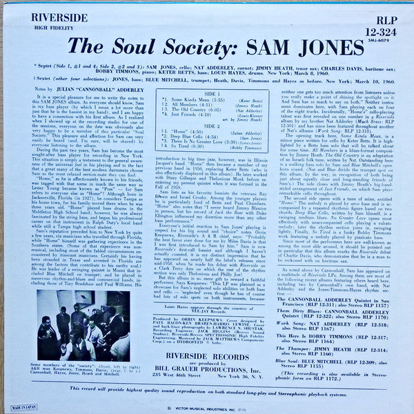 Sam Jones - The Soul Society (Vinyl, LP, Album, Stereo, Reissue)