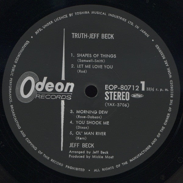 Jeff Beck - Truth (Vinyl, LP, Album, Reissue) Very Good (VG) / Very Good (VG)