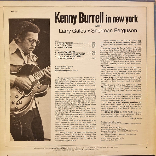 Kenny Burrell - In New York (Vinyl, LP, Album) Very Good (VG) / Very Good (VG)