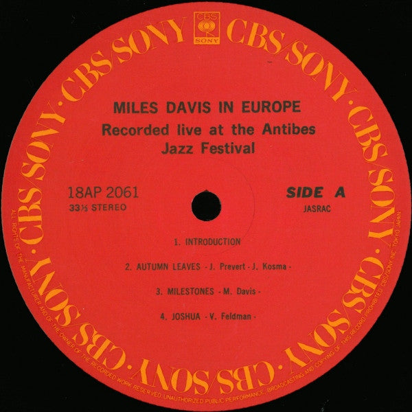 Miles Davis - Miles Davis In Europe (Vinyl, LP, Album, Reissue, Stereo) Near Mint (NM or M-) / Very Good Plus (VG+)
