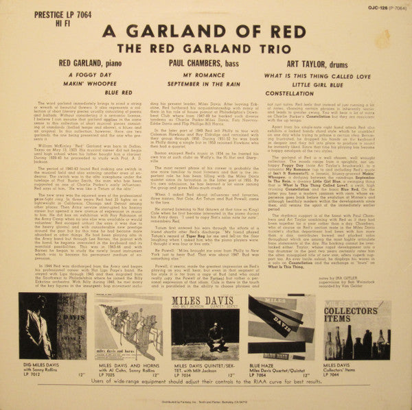 The Red Garland Trio - A Garland Of Red (Vinyl, LP, Album, Reissue,...