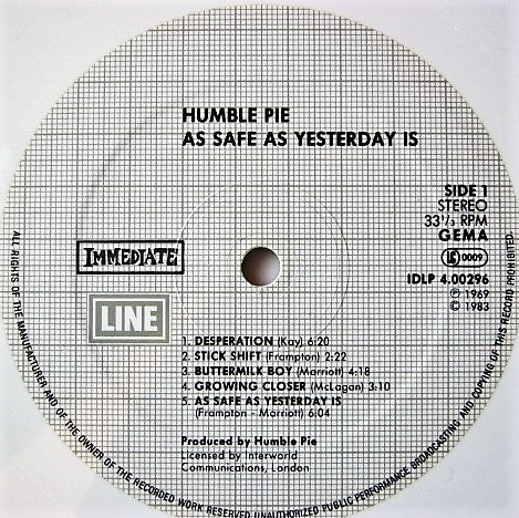 Humble Pie - As Safe As Yesterday Is (Vinyl, LP, Album, Reissue) Very Good Plus (VG+) / Very Good Plus (VG+)