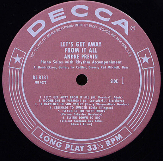 André Previn - Let's Get Away From It All (Vinyl, LP, Limited Edition, Reissue, Mono) Very Good (VG) / Very Good Plus (VG+)