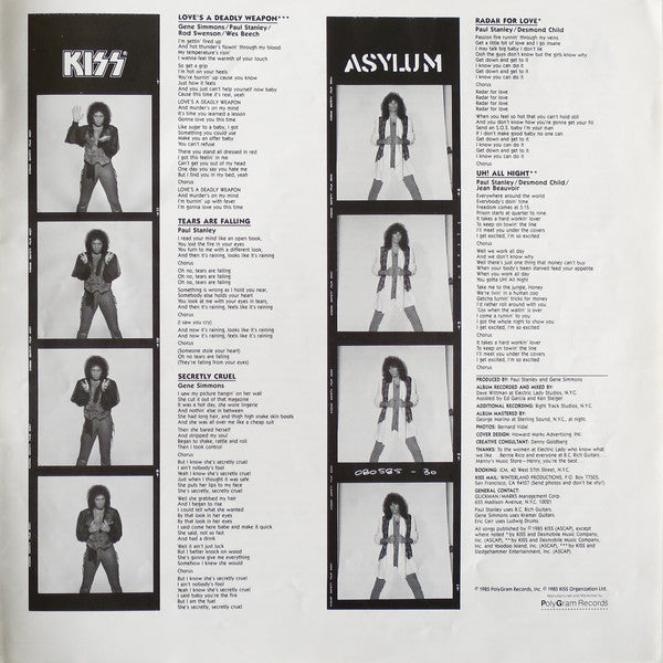 Kiss - Asylum (Vinyl, LP, Album) Very Good Plus (VG+) / Very Good (VG)