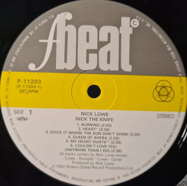 Nick Lowe - Nick The Knife (Vinyl, LP, Album) Very Good Plus (VG+) / Very Good Plus (VG+)