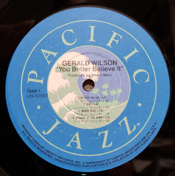 Gerald Wilson Orchestra - You Better Believe It! (Vinyl, LP, Album, Reissue) Very Good Plus (VG+) / Very Good Plus (VG+)
