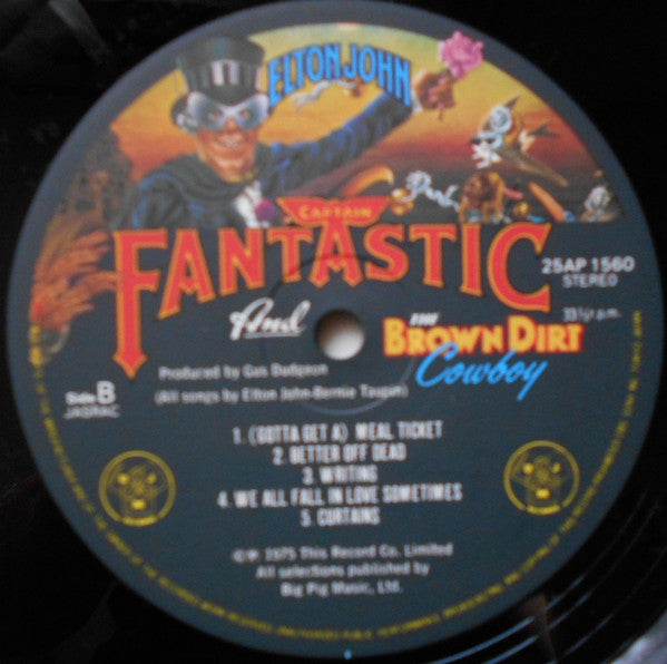 Elton John - Captain Fantastic And The Brown Dirt Cowboy (Vinyl, LP, Album, Reissue) Very Good Plus (VG+) / Very Good Plus (VG+)