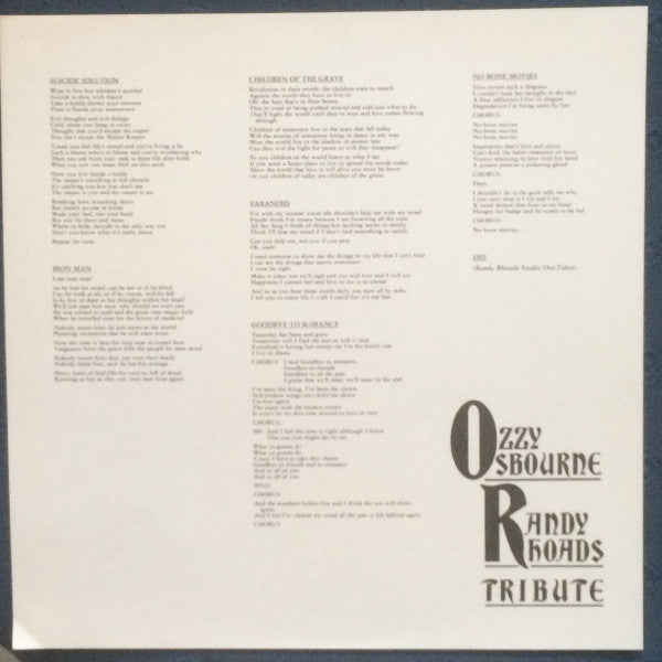 Ozzy Osbourne - Randy Rhoads Tribute (2xVinyl, LP, Album) Near Mint (NM or M-) / Near Mint (NM or M-)