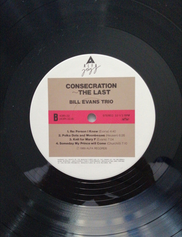 The Bill Evans Trio - Consecration-The Last (Vinyl, LP, Compilation)