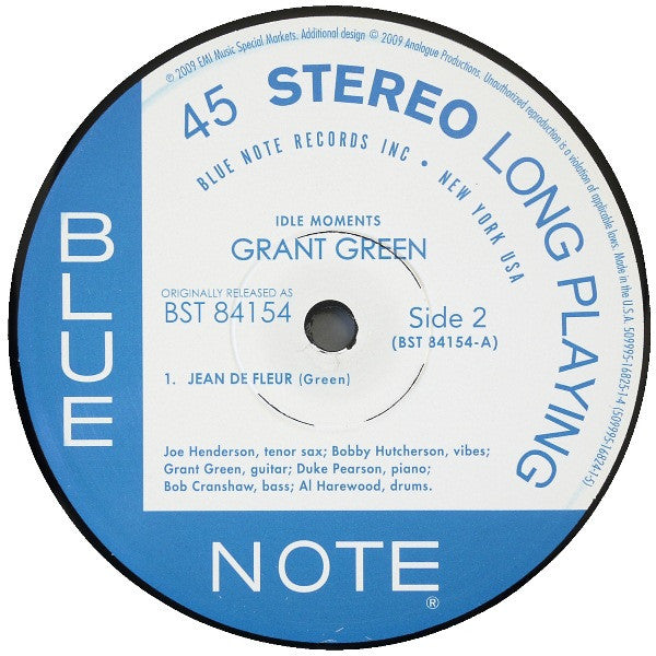 Grant Green - Idle Moments (2xVinyl, 12", 45 RPM, Album, Limited Edition, Numbered, Reissue, Stereo) Good Plus (G+) / Very Good (VG)