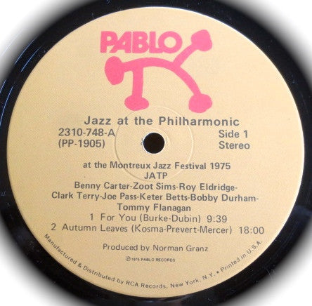 Various - JATP (Jazz At The Philharmonic At The Montreux Jazz Festival 1975) (Vinyl, LP, Album, Stereo) Good Plus (G+) / Good Plus (G+)