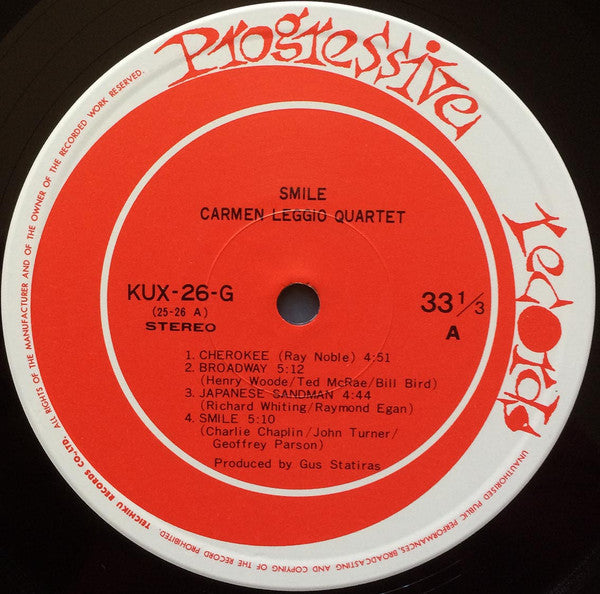 Carmen Leggio Quartet - Smile (Vinyl, LP) Very Good Plus (VG+) / Very Good (VG)