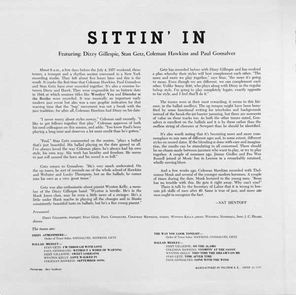 Dizzy Gillespie - Sittin' In (Vinyl, LP, Album, Reissue, Mono)