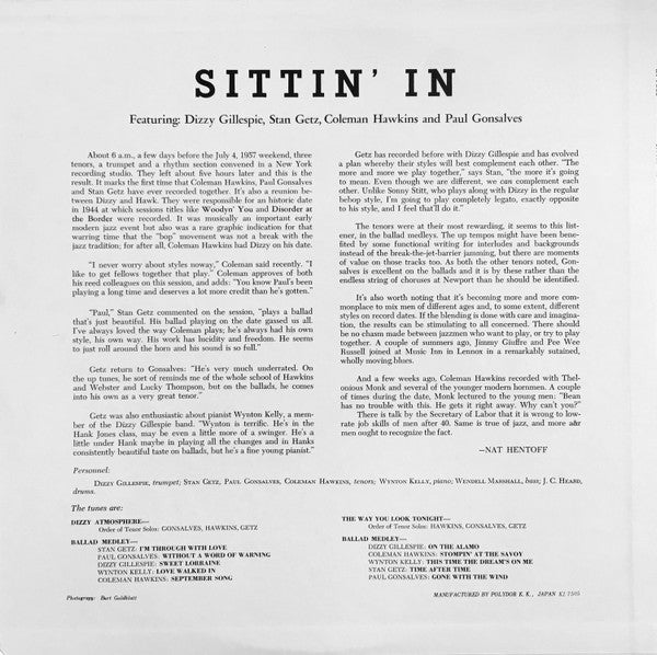 Dizzy Gillespie - Sittin' In (Vinyl, LP, Album, Reissue, Mono) Near Mint (NM or M-) / Near Mint (NM or M-)