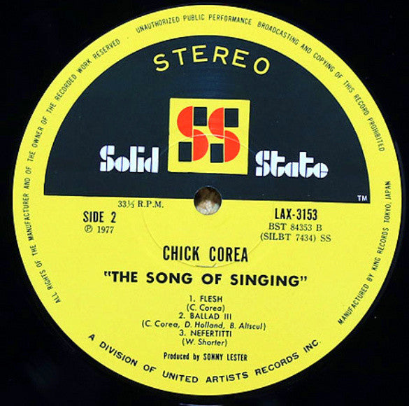 Chick Corea - The Song Of Singing (Vinyl, LP, Album) Very Good Plus (VG+) / Very Good (VG)