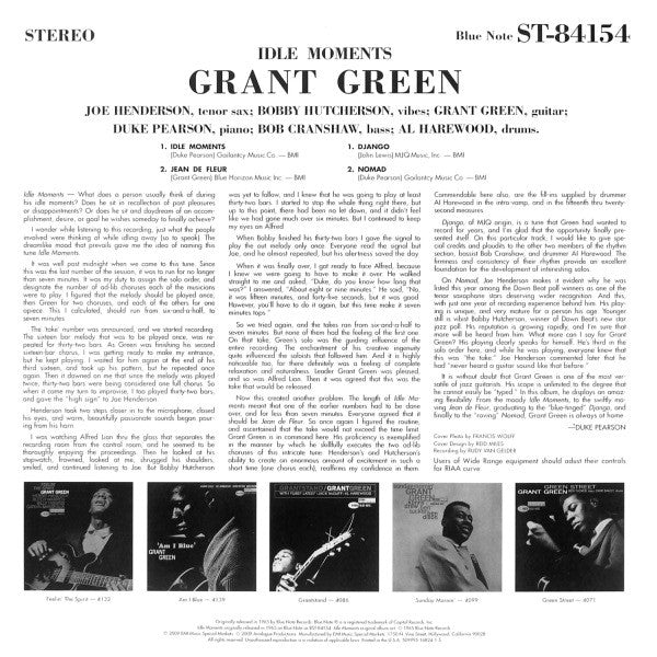 Grant Green - Idle Moments (2xVinyl, 12", 45 RPM, Album, Limited Edition, Numbered, Reissue, Stereo) Good Plus (G+) / Very Good (VG)