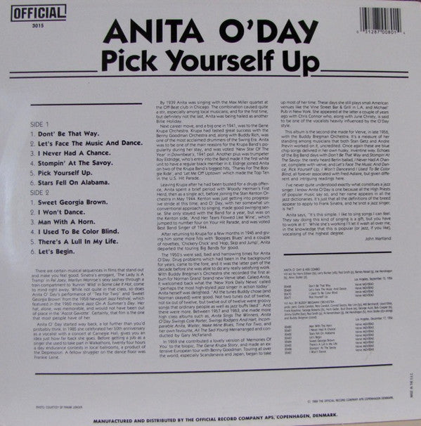 Anita O'Day - Pick Yourself Up (Vinyl, LP, Album, Mono, Reissue)