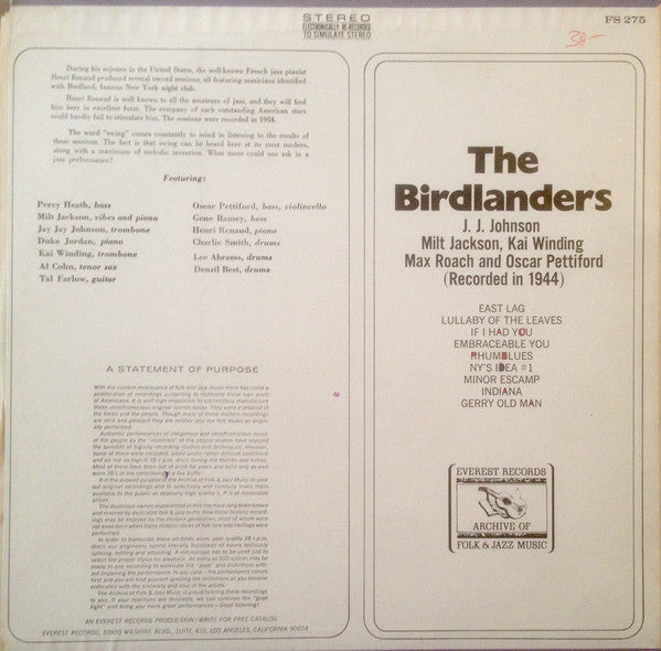 The Birdlanders - The Birdlanders (Recorded In 1944) (Vinyl, LP, Album, Reissue) Very Good (VG) / Very Good (VG)
