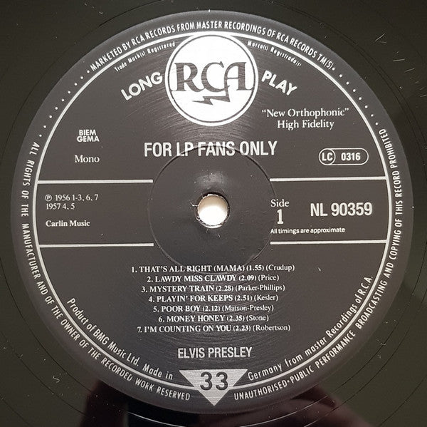 Elvis Presley - For LP Fans Only (Vinyl, LP, Compilation, Reissue, Mono) Very Good (VG) / Very Good Plus (VG+)