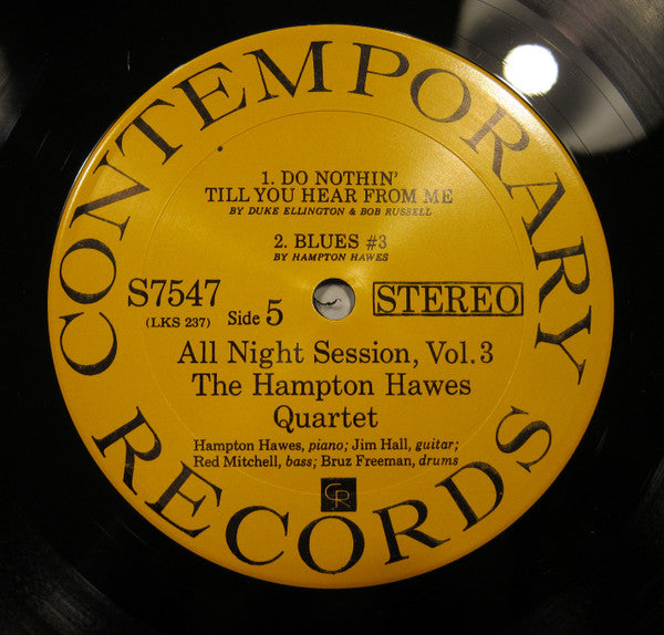 Hampton Hawes Quartet - All Night Session, Vol. 3 (Vinyl, LP, Album, Reissue, Stereo) Very Good Plus (VG+) / Very Good Plus (VG+)