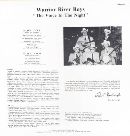 The Warrior River Boys - The Voice In The Night (Vinyl, LP, Album) Very Good Plus (VG+) / Very Good Plus (VG+)
