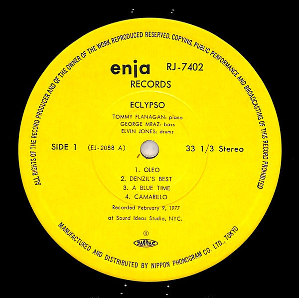 Tommy Flanagan Trio - Eclypso (Vinyl, LP, Album) Very Good Plus (VG+) / Good Plus (G+)