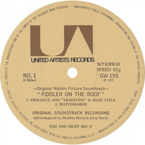 John Williams (4) - Fiddler On The Roof (Original Motion Picture Soundtrack Recording) (2xVinyl, LP, Album, Stereo) Very Good (VG) / Very Good (VG)