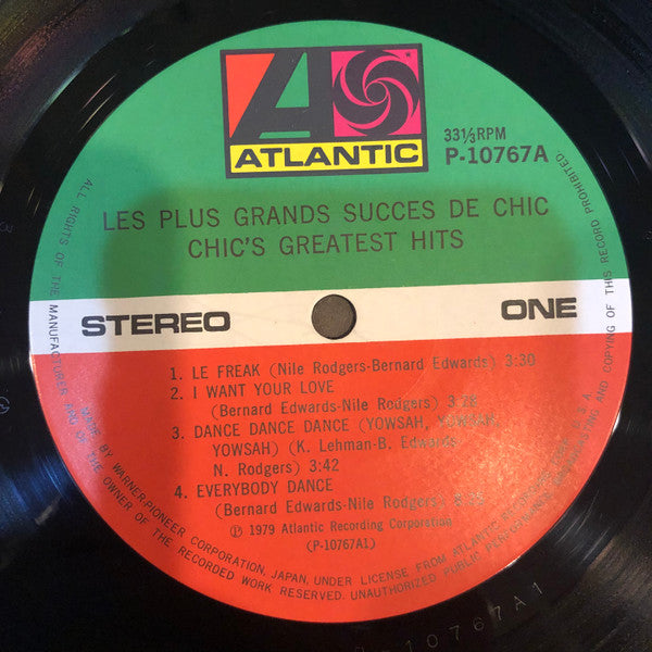 Chic - Les Plus Grands Succes De Chic = Chic's Greatest Hits (Vinyl, LP, Compilation) Near Mint (NM or M-) / Very Good (VG)