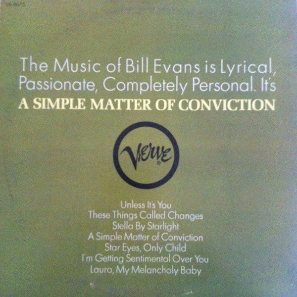 Bill Evans - A Simple Matter Of Conviction (Vinyl, LP, Album, Stereo)