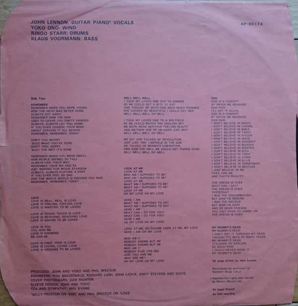 John Lennon - John Lennon / Plastic Ono Band (Vinyl, LP, Album)