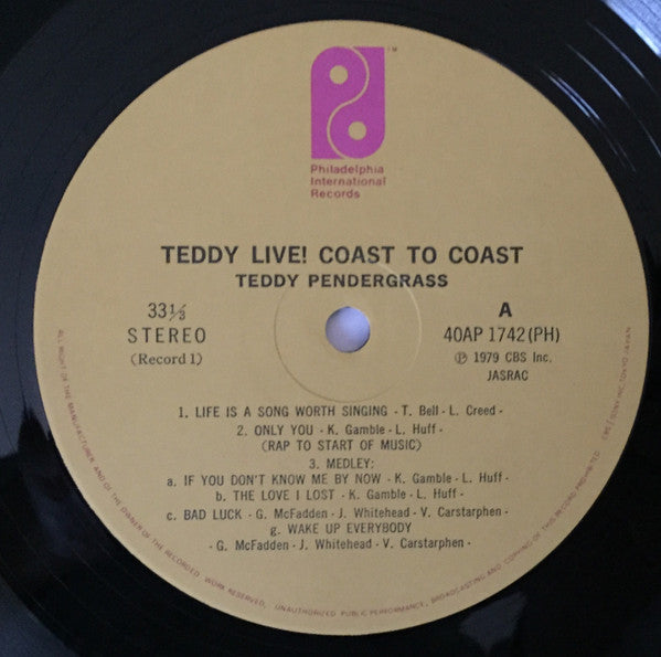 Teddy Pendergrass - Live! Coast To Coast (2xVinyl, LP, Album, Stereo) Very Good Plus (VG+) / Very Good (VG)