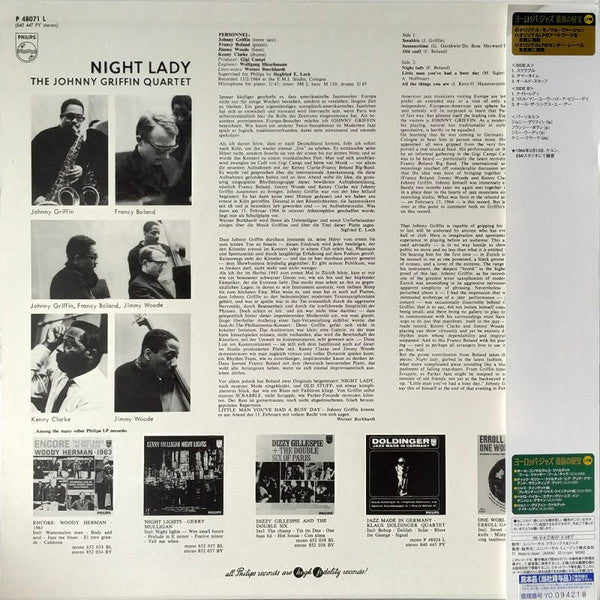The Johnny Griffin Quartet - Night Lady (Vinyl, LP, Album, Reissue, Remastered, Limited Edition, Mono) Very Good Plus (VG+) / Very Good Plus (VG+)