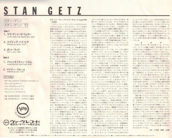 Stan Getz - Stan Getz '57 (Vinyl, LP, Album, Reissue, Mono) Very Good Plus (VG+) / Very Good Plus (VG+)