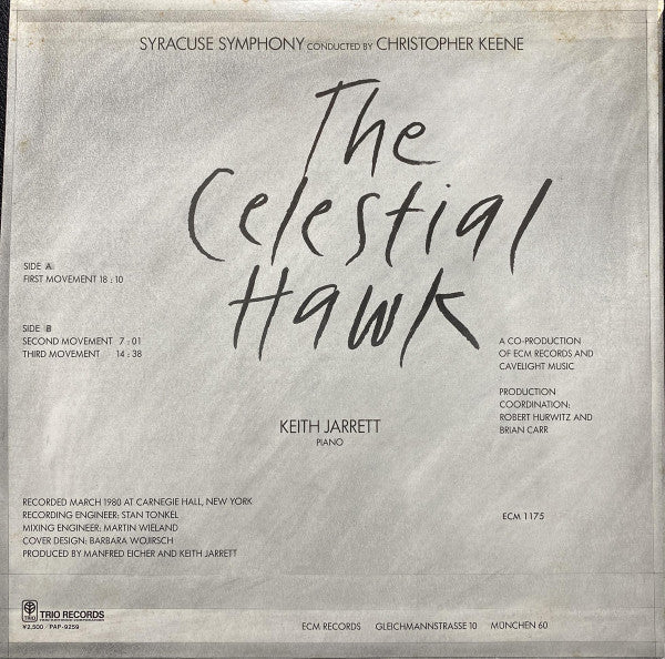 Keith Jarrett - The Celestial Hawk (For Orchestra Percussion And Piano) (Vinyl, LP, Album, Stereo) Very Good (VG) / Very Good Plus (VG+)