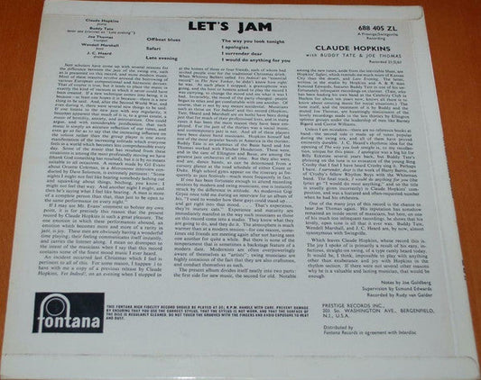 Claude Hopkins - Let's Jam (Vinyl, LP, Album) Very Good (VG) / Very Good (VG)