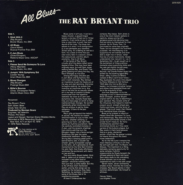 Ray Bryant Trio - All Blues (Vinyl, LP, Album, Mono) Good Plus (G+) / Good Plus (G+)