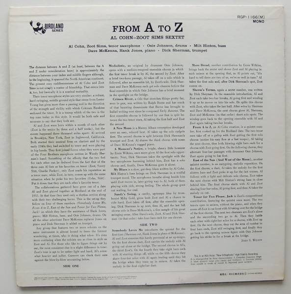 Al Cohn-Zoot Sims Sextet - From A To Z (Vinyl, LP, Album, Reissue) Very Good (VG) / Very Good (VG)