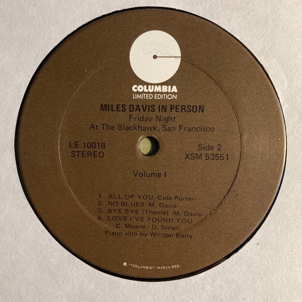 Miles Davis - In Person, Friday Night At The Blackhawk, San Francisco, Volume I (Vinyl, LP, Album, Stereo, Reissue) Very Good (VG) / Very Good (VG)