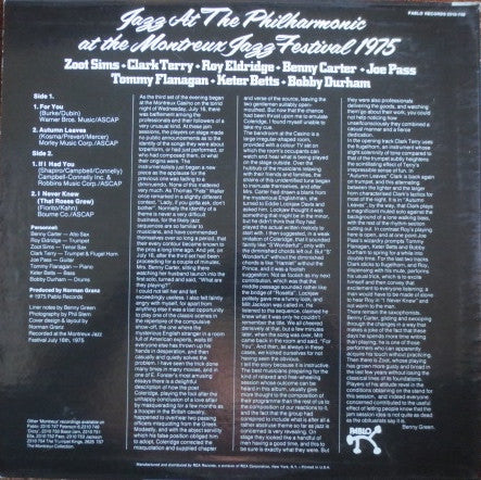 Various - JATP (Jazz At The Philharmonic At The Montreux Jazz Festival 1975) (Vinyl, LP, Album, Stereo) Good Plus (G+) / Good Plus (G+)
