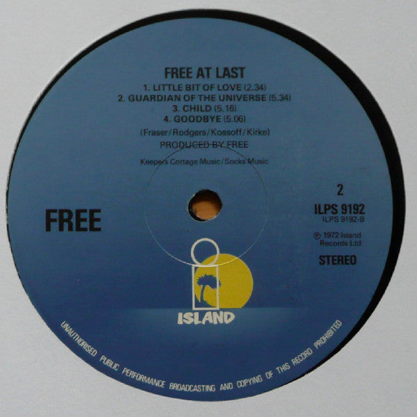Free - Free At Last (Vinyl, LP, Album, Reissue, Stereo) Very Good Plus (VG+) / Good Plus (G+)